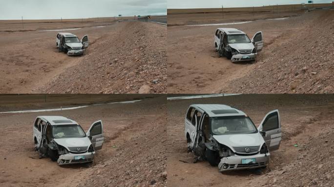 西藏旅游风光219国道车祸肇事报废车辆