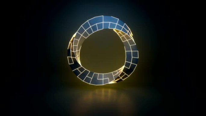 扭曲环形发光边缘无缝循环3D渲染动画
