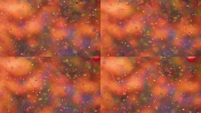 彩色气泡油美丽油漆多色宇宙移动。太空星系行星。星云太空恒星行星。银河系。红色表面宇宙在移动。明亮的节