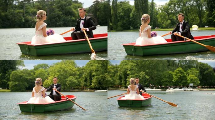 夫妻在婚礼当天喜欢划水