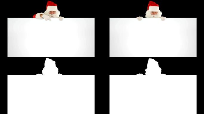 圣诞老人出现在一张白色床单后面，上面留有文字空间，并附有Luma哑光