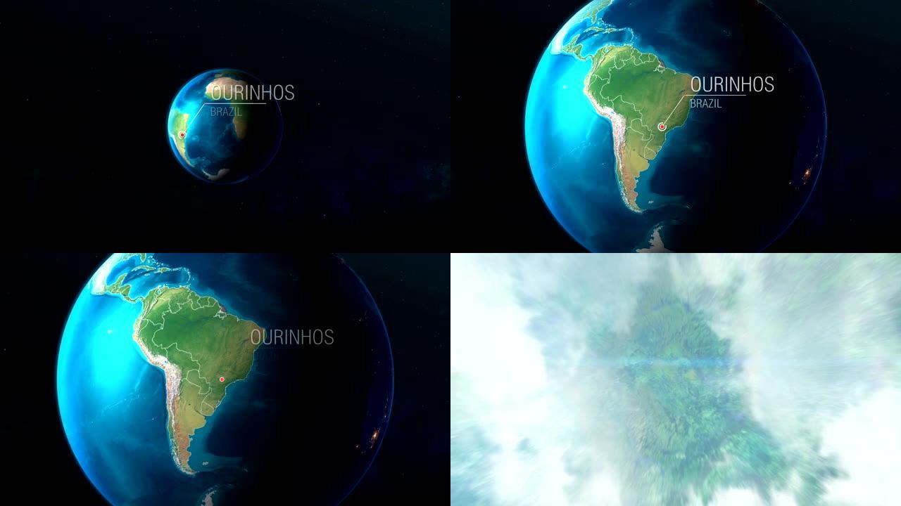 巴西-Ourinhos-从太空到地球的缩放