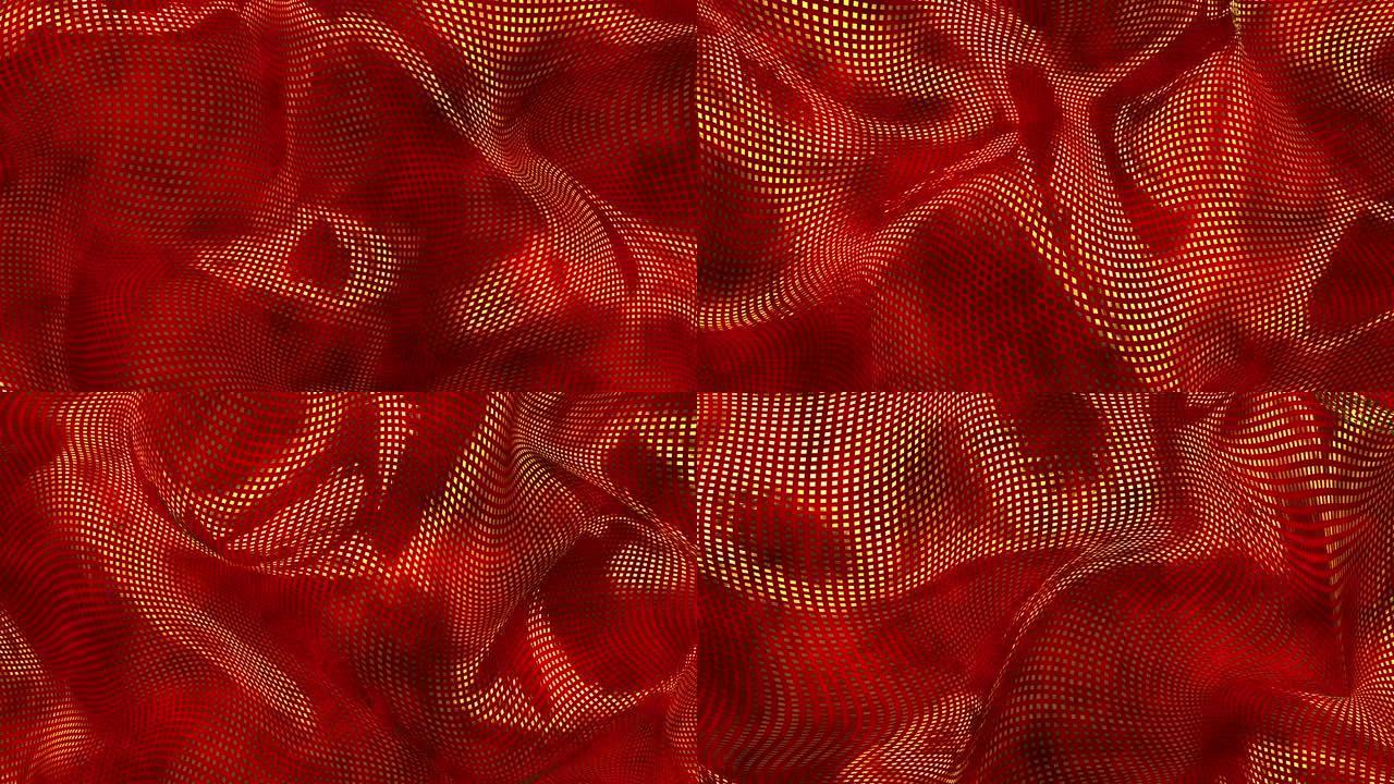 红色闪亮缎面背景。魅力缎纹理3D渲染循环4k