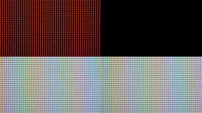 LCD屏幕像素。全息霓虹灯，像素纹理。抽象的彩色背景。采用彩色阴影技术的近距离发光二极管显示器。特写
