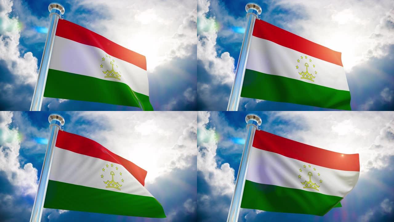 4K塔吉克斯坦国旗-可循环股票视频