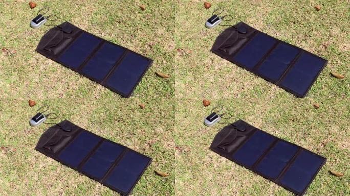 电池是从便携式太阳能充电器充电的