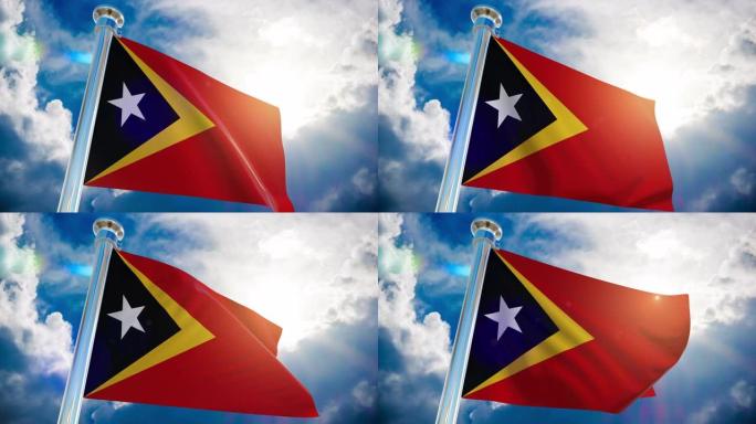 4K东帝汶国旗|可循环股票视频