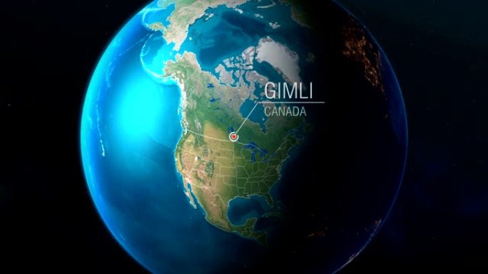 加拿大-Gimli-从太空到地球的缩放