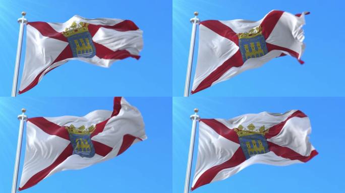 西班牙拉里奥哈市Logroño的旗帜-环路