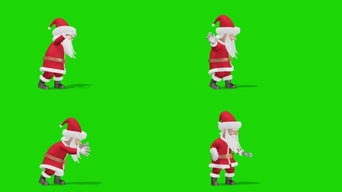圣诞老人在施魔法。圣诞快乐，新年快乐2020动画。在绿色屏幕上。