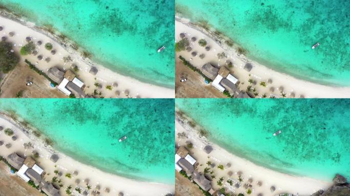 卡斯阿宝海滩的鸟瞰图，海岸线和碧绿的水-库拉索/加勒比海/荷属安的列斯群岛
