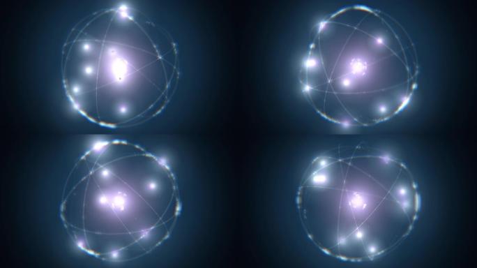 原子核和电子蓝色的动画模型