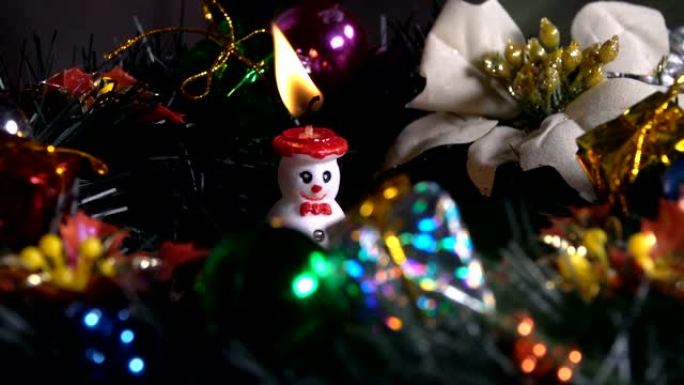 圣诞装饰和蜡烛灯