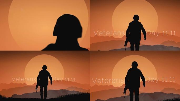 退伍军人节视频视差效果，2.5 d图形。记得和荣誉。