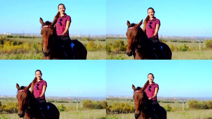 年轻女孩骑马