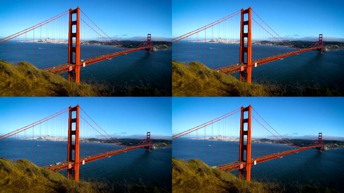 电池喷鼻器俯瞰金门大桥旧金山加利福尼亚下午晴天