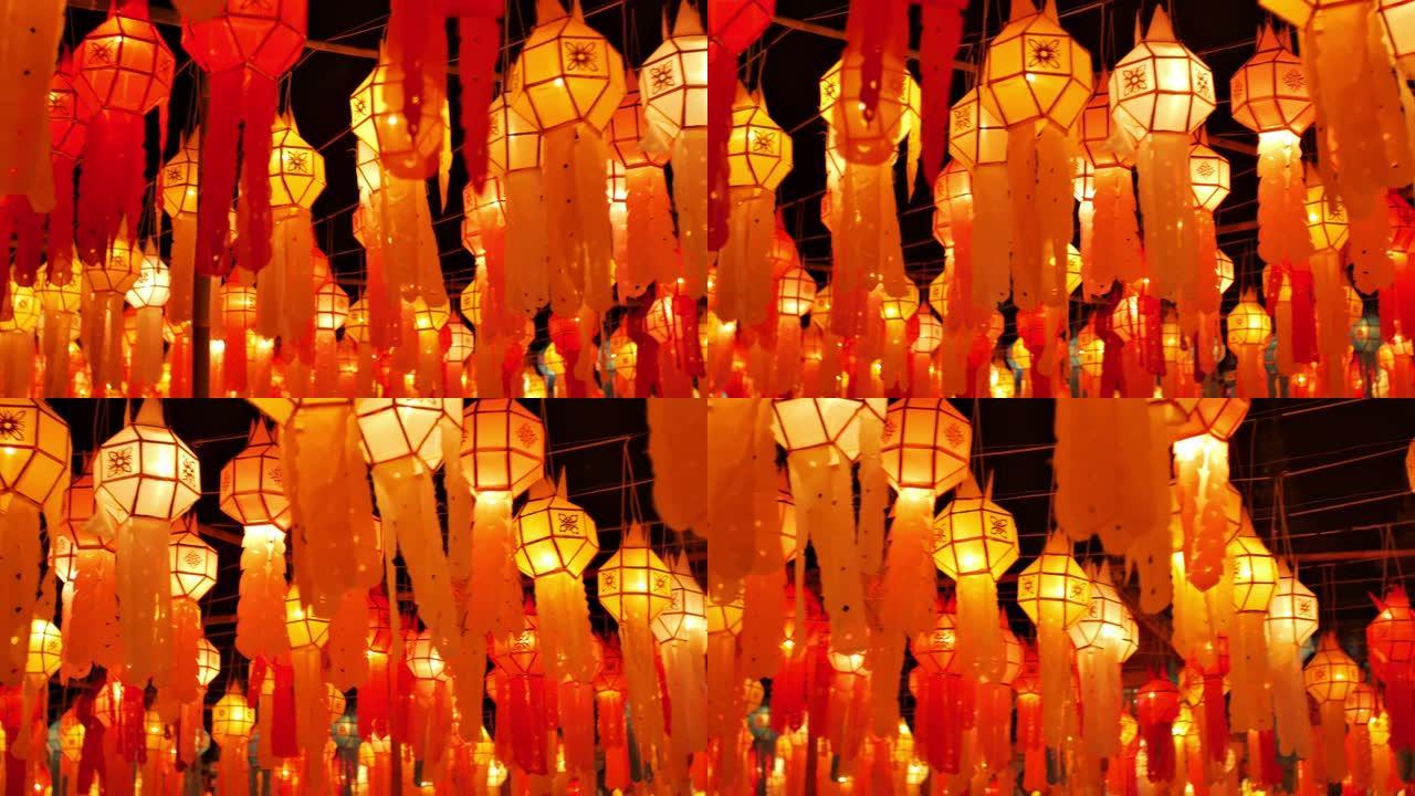 平移彩色泰国灯和灯笼