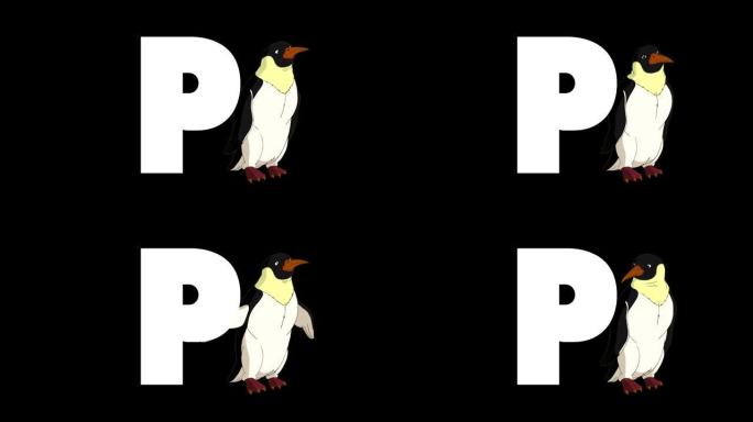 背景上的字母P和企鹅