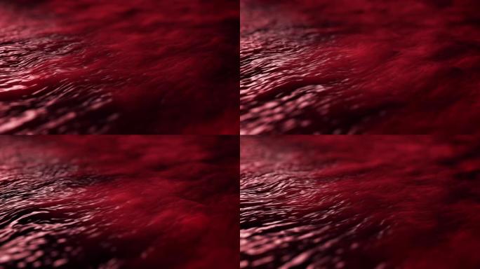 移动红色液体物质的彩色抽象。动画。神秘物质的循环就绪动画