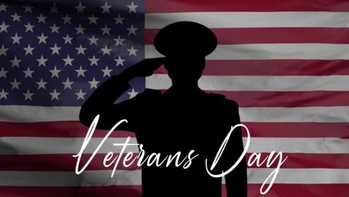 老兵节快乐，向所有服役的人致敬，美国国旗，高清动画，4K网页横幅。
