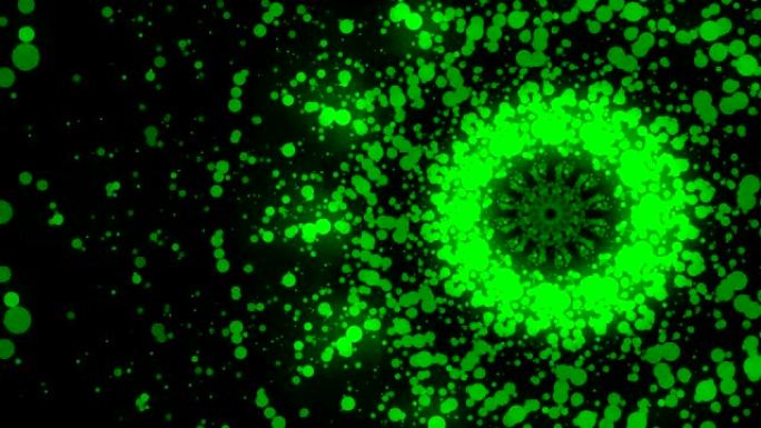 从绿色圆形小球中心的色散具有递归模式。
