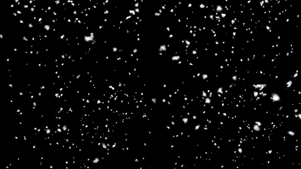4k逼真的雪粒从夜空落下