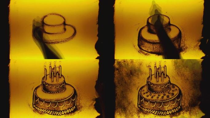 生日蛋糕手绘沙灯板