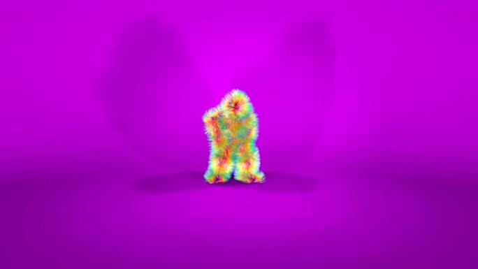 惊人的猴子角色在紫色背景下跳舞