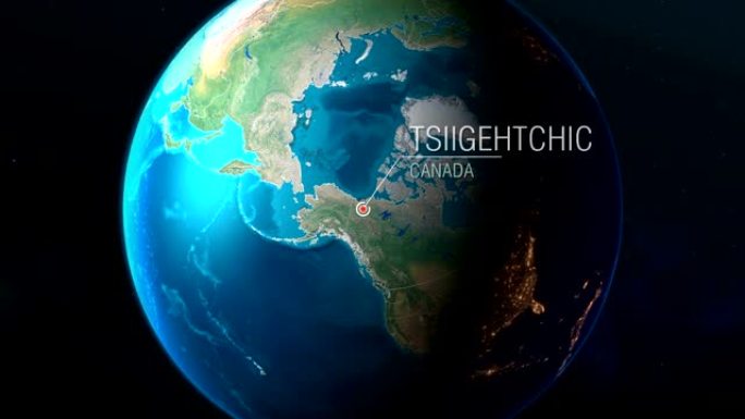 加拿大-Tsiigehtchic-从太空到地球的缩放
