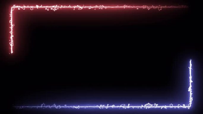 霓虹红蓝火焰方形环的抽象荧光背景