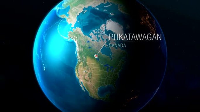 加拿大-Pukatawagan-从太空到地球的缩放