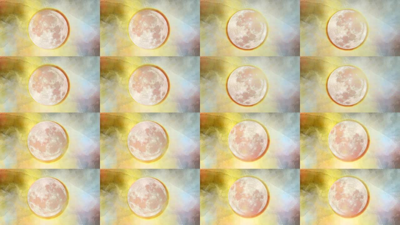 抽象的月亮和太阳。创意乐趣-以艺术自由的方式表达。