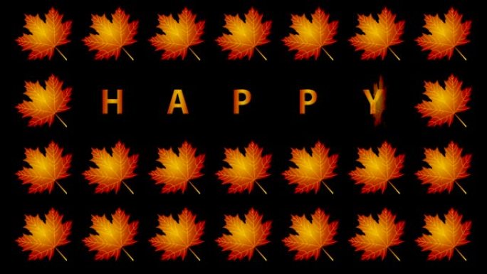 感恩节快乐，用枫叶循环视频动画。