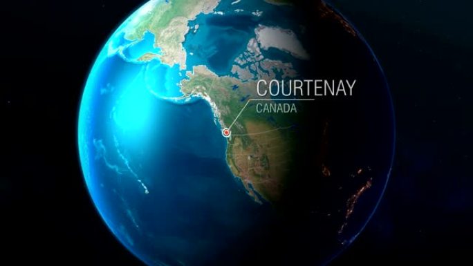 加拿大-考特尼-从太空到地球的缩放