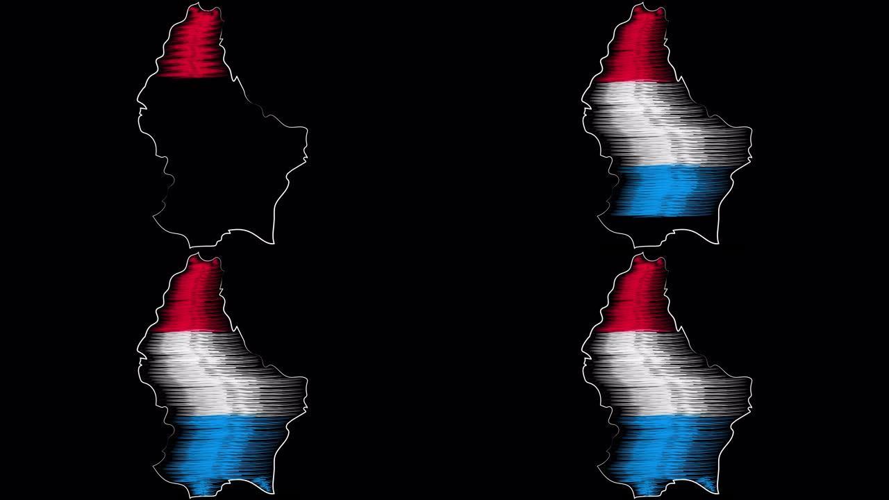 卢森堡为地图和旗帜着色。运动设计。