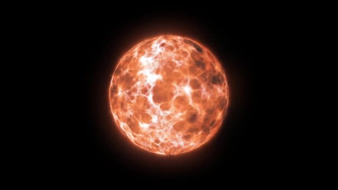 大型燃烧的太阳火球元素。太空燃烧太阳行星的3d动画