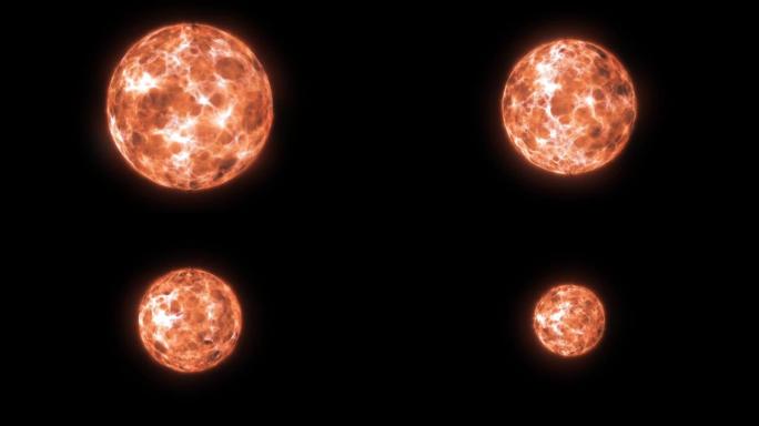 大型燃烧的太阳火球元素。太空燃烧太阳行星的3d动画