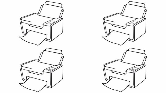 打印机白板动画4k镜头
