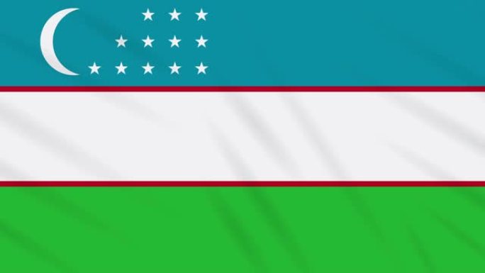 乌兹别克斯坦国旗飘扬布，背景环