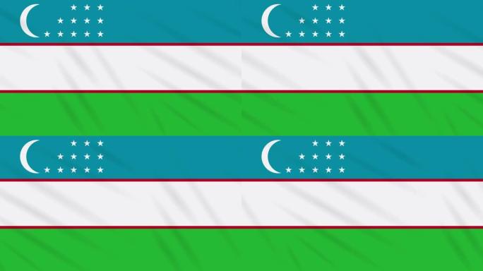 乌兹别克斯坦国旗飘扬布，背景环
