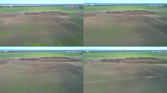 空中运动到小拖拉机耕种土壤