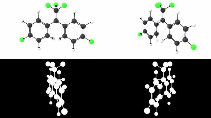 具有alpha层的农药DDT分子的3D动画