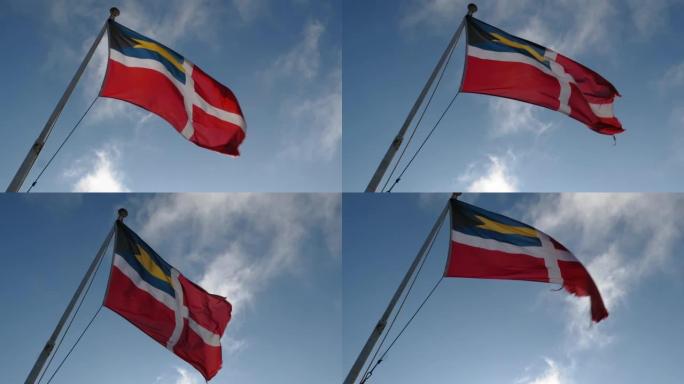巴哈马船旗在大风中飘扬