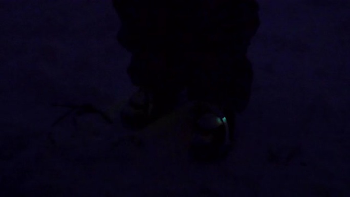 Led灯童鞋在雪中发光