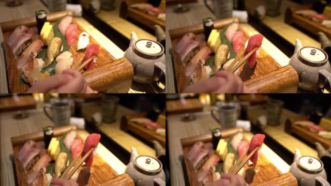 一道大菜，搭配日本料理中的各种寿司
