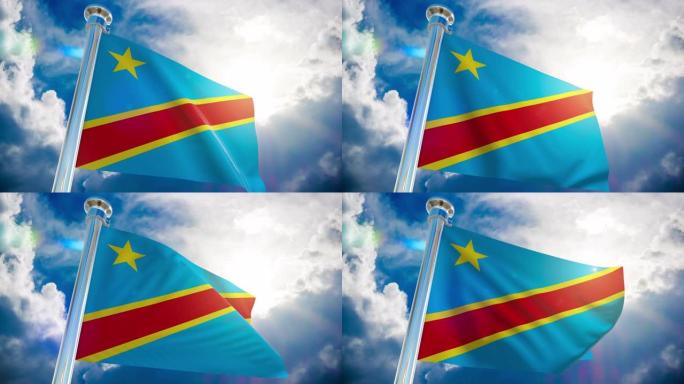 4K -刚果民主共和国国旗|可循环股票视频