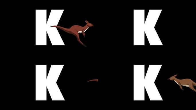 字母K和前景上的袋鼠