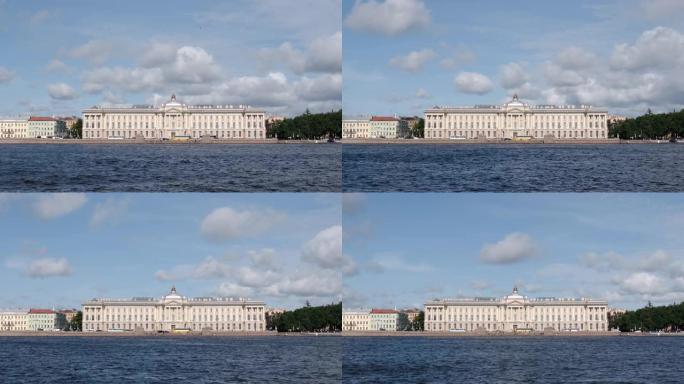 艺术学院和涅瓦河的延时拍摄-俄罗斯圣彼得堡