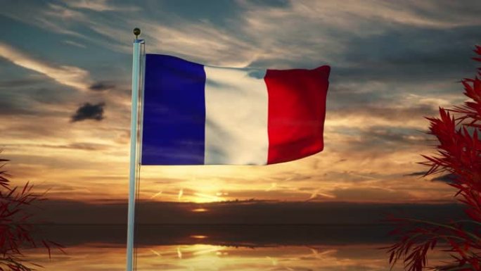 法国三色飘扬或法国国旗飘扬- 30fps 4k视频