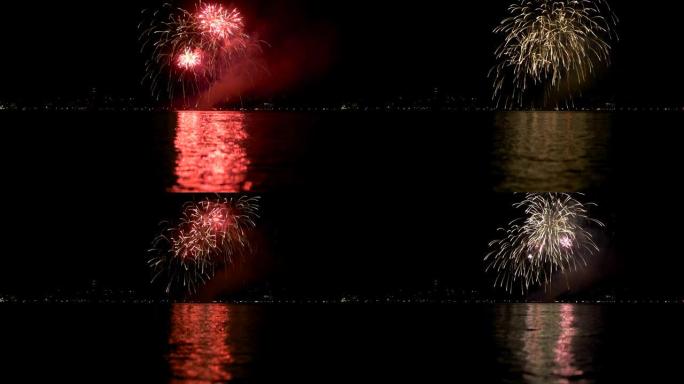 史威兹，康斯坦茨湖上的烟火。Seenachtsfest节。